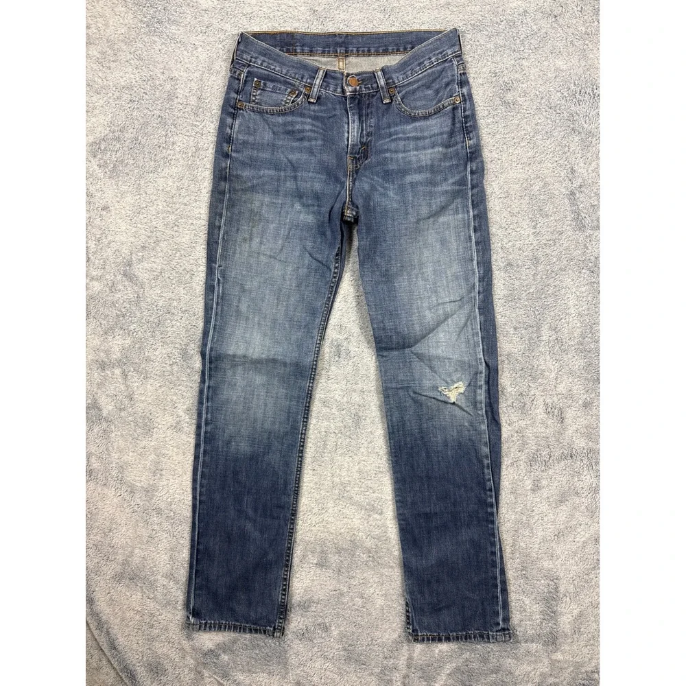 Levi's Mens 29x32 Blue 514 Slim Straight Denim Jeans Distressed Medium Wash 0514